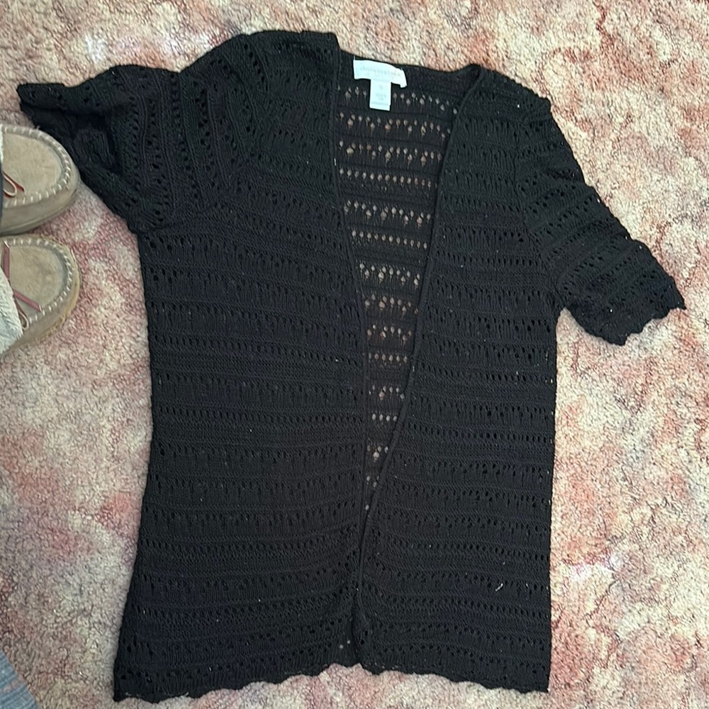 Black Open-Knit Women's Sweater